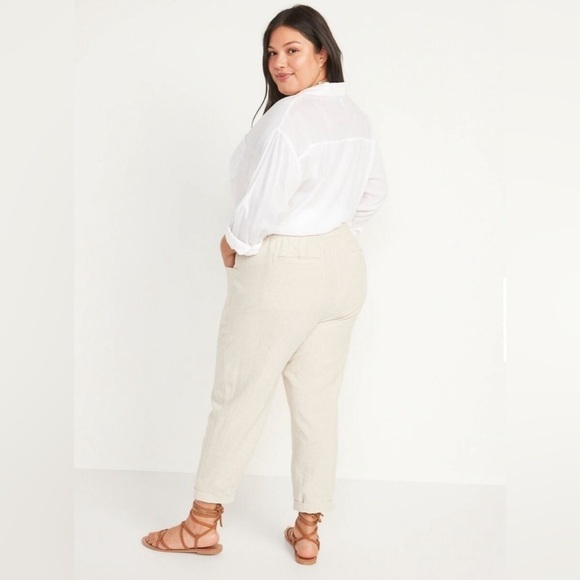 NWT! Flax Linen High-Waisted Cropped Linen-Blend Pants - Multiple Sizes - Picture 4 of 6